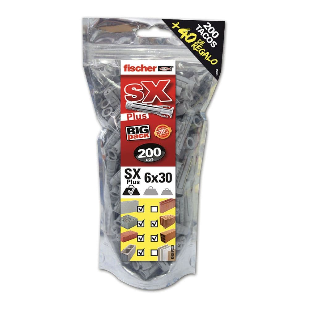 TACO SX PLUS Ø6 x 30 mm, BIG PACK 200 uds + 40 uds GRATIS