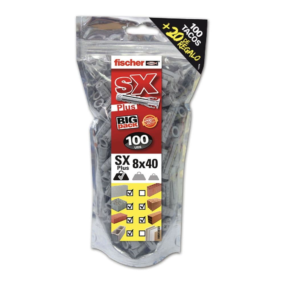 TACO SX PLUS Ø8 x 40 mm, BIG PACK 100 uds + 20 uds GRATIS