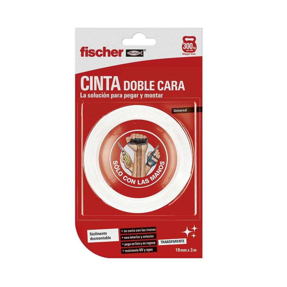 CINTA DOBLE CARA TRANSPARENTE 19 mm x 3 m