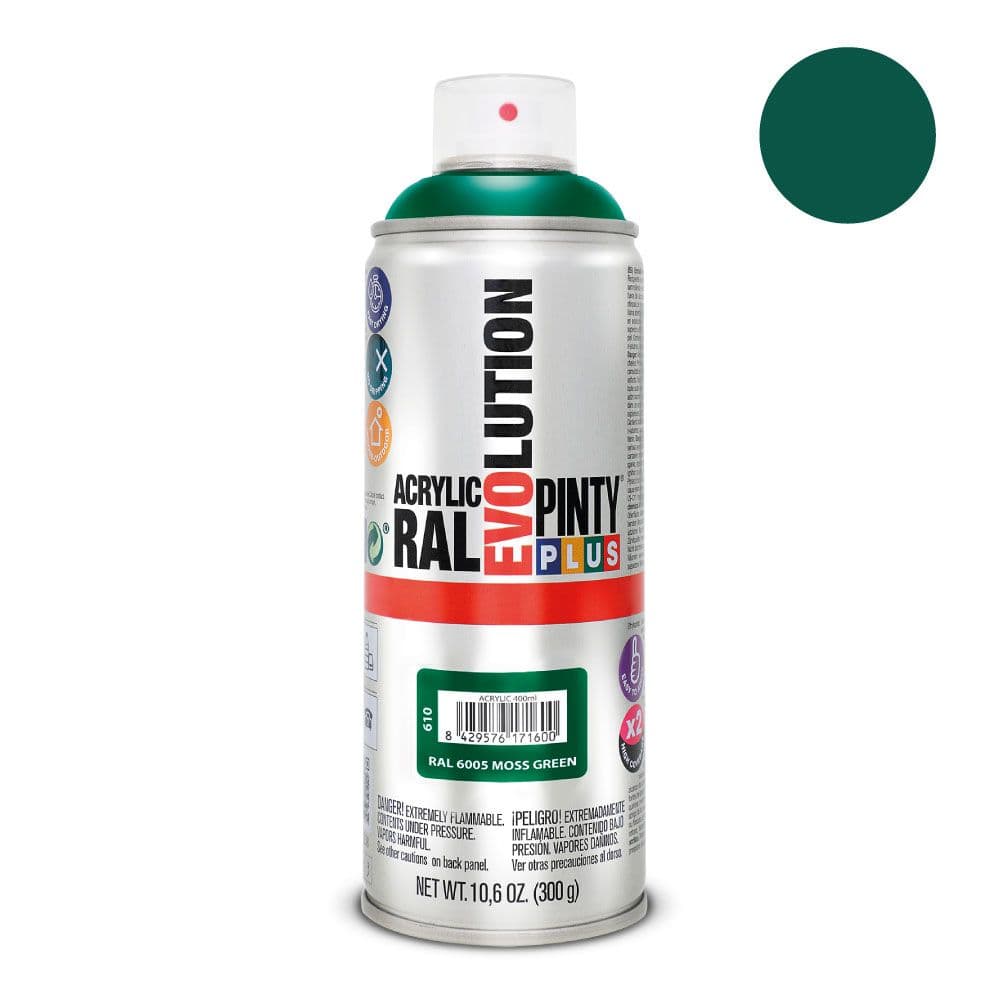 PINTURA ACRÍLICA SPRAY EVOLUTION 520 cc RAL 6005 MOSS GREEN 300 g