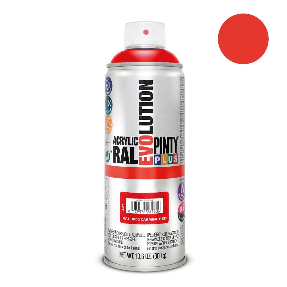 PINTURA ACRÍLICA SPRAY EVOLUTION 520 cc RAL 3002 CARMINE RED 300 g