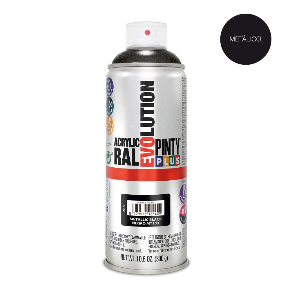PINTURA ACRÍLICA SPRAY EVOLUTION METALIZADA 520 cc NEGRO MT153