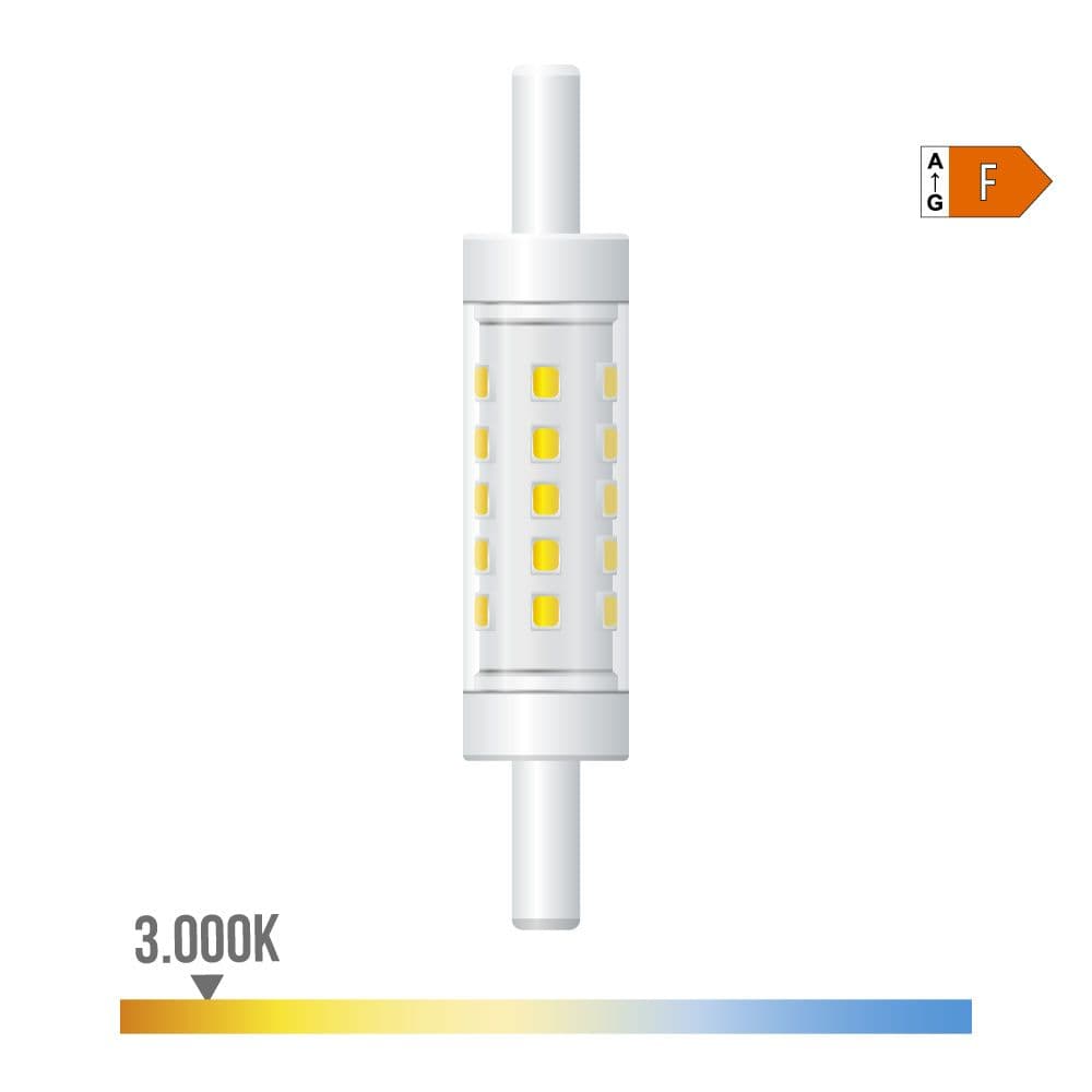 BOMBILLA LINEAL LED 78 mm, R7s, 5 W, 500 lm, 3000 K, LUZ CÁLIDA, REGULABLE, Ø15 x 78 mm