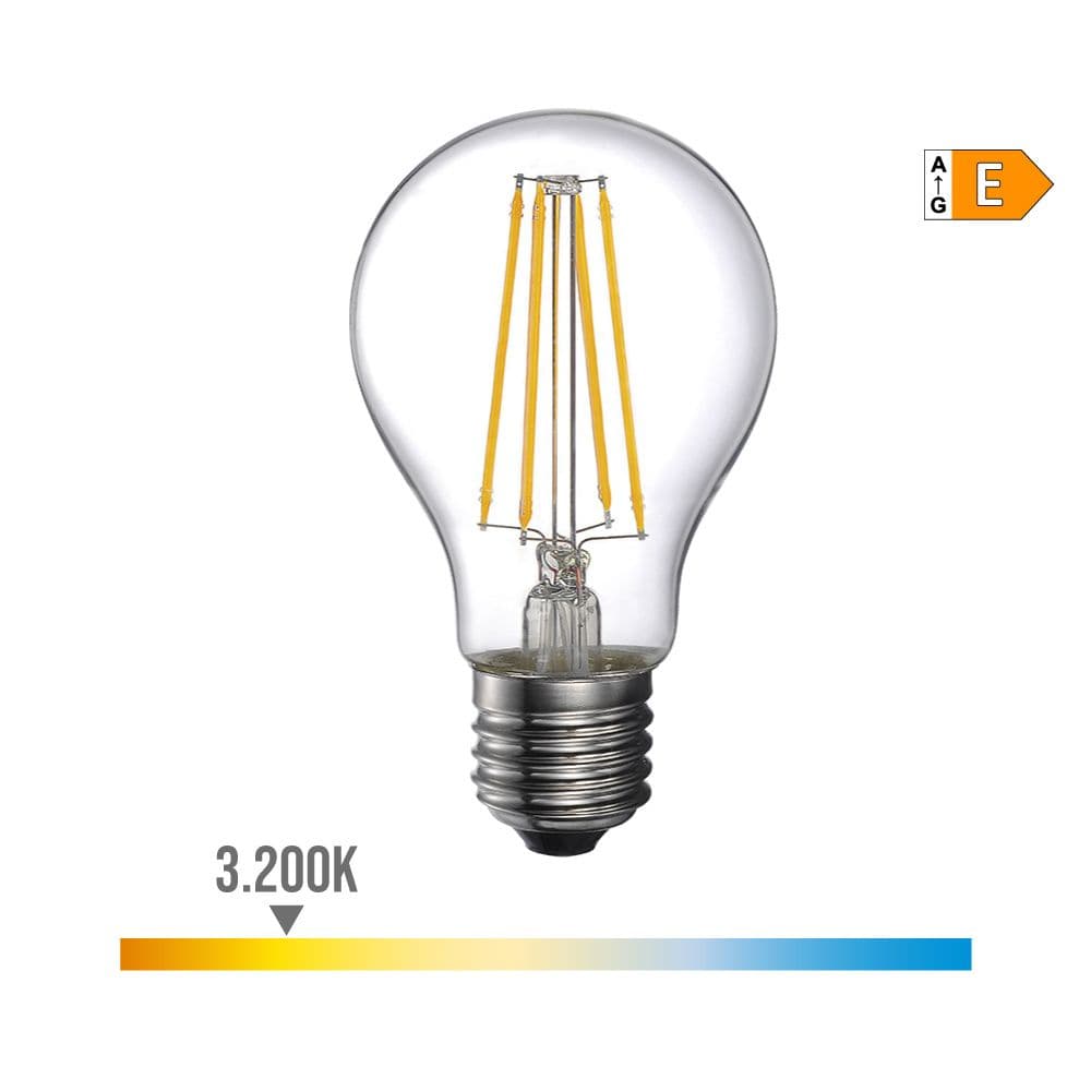 BOMBILLA STANDARD CON FILAMENTO DE LED E27 6 W 800 lm 3200 K LUZ CALIDA Ø6 x 10,6 cm