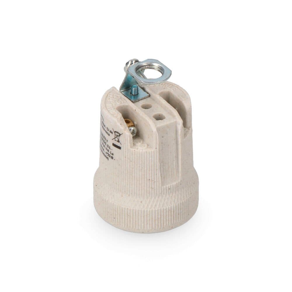 PORTALÁMPARAS PORCELANA E-27 BEIGE (ENVASADO)