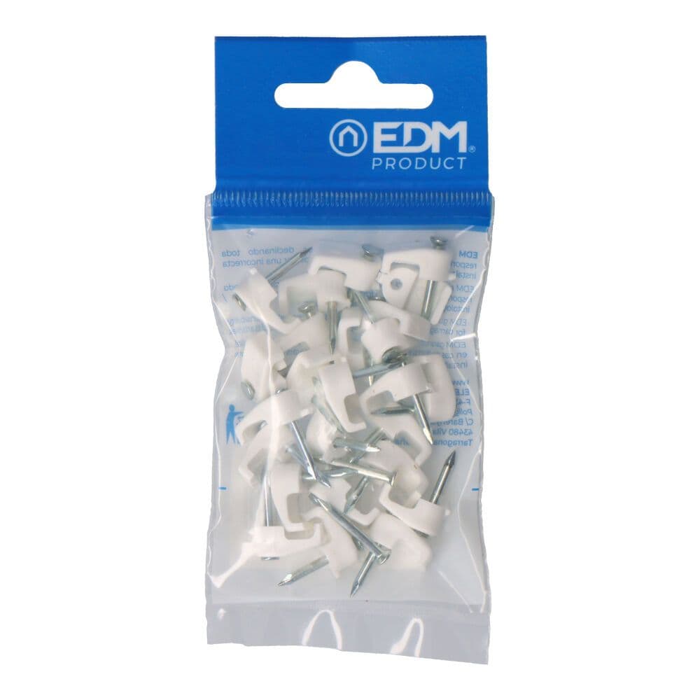 GRAPA PARA CABLE MANGUERA PLANA 2 x 1,5 mm N°01, BLANCA, BLISTER 25 uds