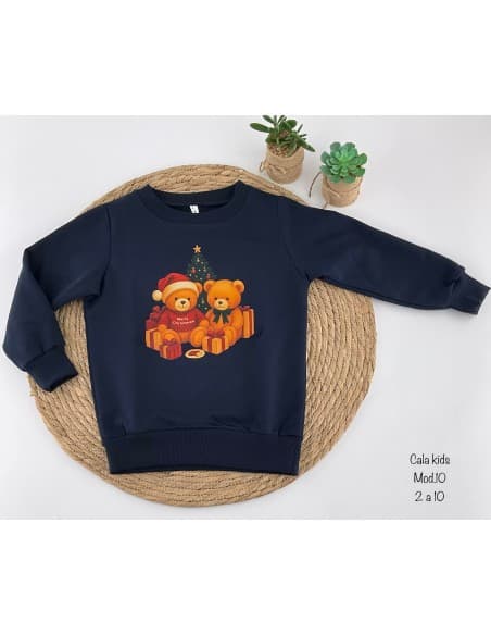 SUDADERA UNISEX OSITO NAVIDEÑO CALA KIDS 522100010